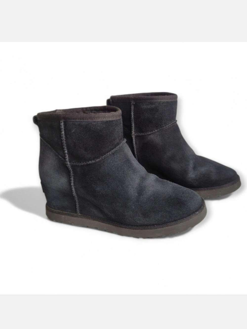 UGG Classic Femme Mini wedge ankle boots in black suede Size 8
